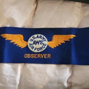 WWII US ARMY AIR FORCE AWS, CHIEF OBSERVER ARM BAND PATCH EMB ON WOOL